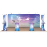 20ft Straight Portable Fabric Tension Exhibition Display Kits with Custom Graphic 