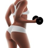 Bodybuilding Dumbbell Woman Three-dimensional Realistic Vector Poster (Free Download Illustrations)
