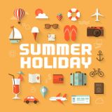 Summer Holiday Flat Vector Poster (Free Download Illustrations)