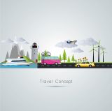 Travel Concept Flat Vector Poster (Free Download Illustrations)