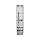US Stock, 81.1in Square Portable Aluminum Spiral Tower Display Case with Shelves, Top light and Clear Panels