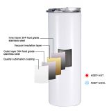 US Stock, CALCA 10pcs 20oz White Sublimation Straight Tumbler Blanks, Double 304 Stainless Steel, Engraving, Silk Screen Printing Tumbler Blanks With Straw and Flip Lid