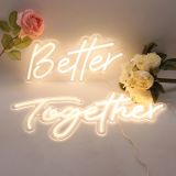 US Stock CALCA Warm White Better Together Integrative Neon Sign Size-23.5x10 inches+17.3 x8.7 inches for Wedding Party Club Anniversary Bar Birthday