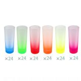 US Stock, 6colors x 24pcs Sublimation Mug 3oz Colored Glass Mugs Frosted Shot Glass With Gradient Colorful Bottom 144pcs/ctn