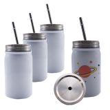 US Stock, CALCA 25pcs Sublimation Blanks Mason Jar Tumbler with Lids and Straws Stainless Steel 17OZ White Double Wall Vacuum Insulated Mug