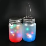 US Stock, 16oz/500ml Sublimation Blanks Frosted Gradient Mason Jar w/ LED Waterproof Solar Lid and Metal Handle