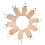 US Stock, CALCA 10 Pcs Rectangle Blank Wood Keychain Key Tags Personalized Wood Accessories Gifts