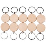 US Stock, CALCA 10 Pcs Round Blank Wood Keychain Key Tags Personalized Wood Accessories Gifts