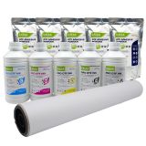 CALCA PRO 24in/60cm DTF Film Rolls Printing Starter Supply Pack (1L PRO CMYK, 1L PRO W Ink, 11 lbs Powder, 24in/60cm Roll Film)