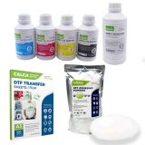 US Stock CALCA A3 DTF Film Sheets Printing Starter Supply Pack (500ml CMYK, 1L W DTF Ink, 2.2 lbs Powder, A3 Sheet Film)