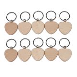 US Stock, CALCA 10 Pcs Heart Blank Wood Keychain Key Tags Personalized Wood Accessories DIY Gifts