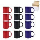 US Stock-CALCA 36 Pack Economy 11oz Ceramic Full Color Changing Sublimation Coffee Mug Blanks, Magic Cup, Black Red Blue