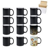 CALCA 36 Pack Economy 11oz Ceramic Full Color Changing Sublimation Coffee Mug Blanks, Magic Cup, Black Red Blue