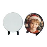 US Stock CALCA 10 Pack 7.6in x 7.6in Glossy Sublimation Round Photo Slate Rock Plaque Blanks with Stand - Ideal for Desktop Souvenir, DIY & Personalized Gifts