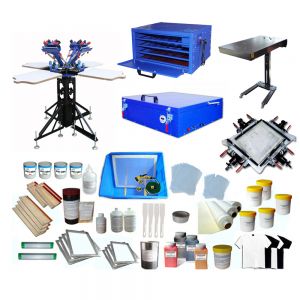 4 Color Screen Printing Full Package Rotary Printer & Flash Dryer / Ink Supplies
