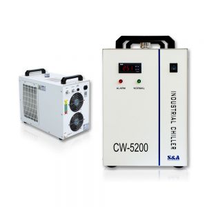 S&A CW-5200BG Industrial Water Chiller (AC 1P 220V 60Hz) for a Single 130W or 150W CO2 Glass Laser Tube Cooling, 0.68HP