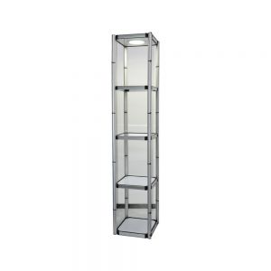 US Stock, 81.1in Square Portable Aluminum Spiral Tower Display Case with Shelves, Top light and Clear Panels