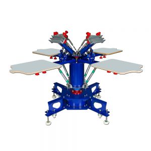 4 Color 4 Station  Floor Type Micro-registration Double Wheel Overprinting Screen Printing Press