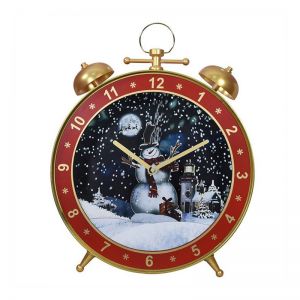 US Stock Lighted Musical Christmas Snowing Lamp Alarm Clock