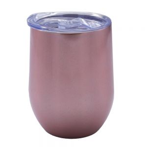 US Stock- 10PCS 12oz Rose Gold Stainless Steel Red Wine Tumbler Mugs with Direct Drinking Lid