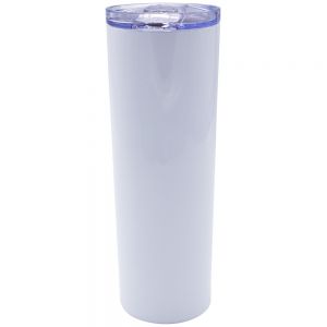 US Stock - 20pcs 30oz Skinny Tumbler Stainless Steel Insulated Water Bottle Double Wall Vacuum Travel Cup With Sealed Lid and Straw (White)