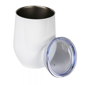 US Stock- 6PCS 12oz White Stainless Steel Red Wine Tumbler Mugs with Direct Drinking Lid