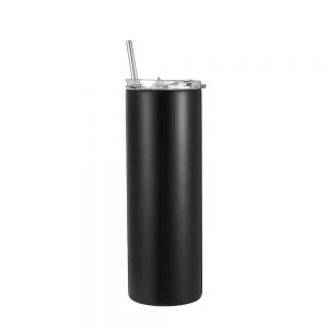 US Stock, CALCA 100 Pack 20 OZ Black Straight Tumbler Blanks, Double 304 Stainless Steel With Straw and Flip Lid, Personalized Tumbler Blanks For DIY Holiday Gift