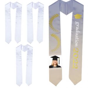 US Stock, CALCA 10 Pieces 60 Inches White Sublimation Blanks Unisex Plain Graduation Stole, Satin Sash Graduation Honor Stole Scarf(Local Pick-Up)