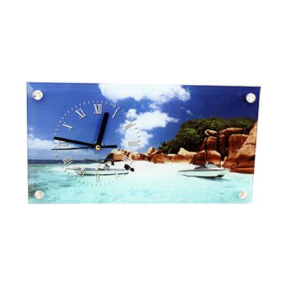 11.8" x 6.3" Sublimation Blank Glass Photo Frame with Glossy Clock