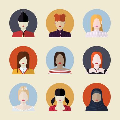 Hair StyleS in Different Women Characters Vector Stock Set Illustrations (Free Download Illustrations)