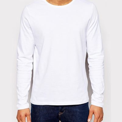 Blank Heat Transfer Long Sleeve T-Shirts Pure Cotton T-Shirts for Men
