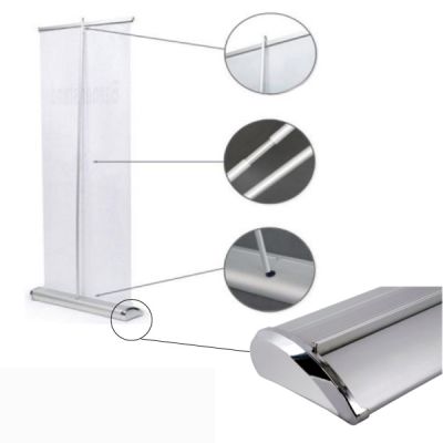 33"W x 79"H Silver Cap Broad Base Roll Up Banner Stand (Stand Only)