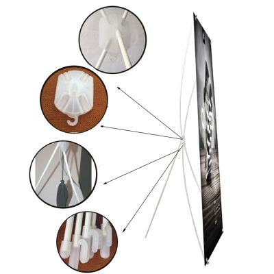 80 x 180cm White Separable X Banner with Bearing Hook