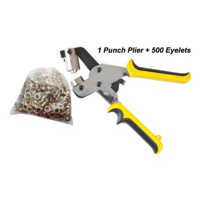 Belgium Stock-Manual Grommet Tool Eyelet Puncher for Eyelet #4 (10.5mm) with 500 Eyelets Included