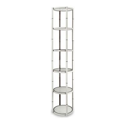 80" Round Portable Aluminum Spiral Tower Display Case with Shelves, Top light and Clear Panels