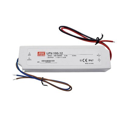 US Stock 100W 12V8.5A IP67 LED Meanwell Plastic Waterproof  Power Supply 