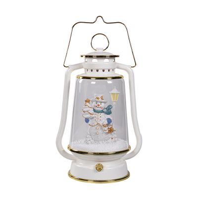 US Stock Lovely Santa Clause or Snowman inside the Snowing Decorative Barn Lantern with Led Lighting and Music 