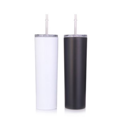 CALCA 20oz Skinny Tumbler Stainless Steel Insulated Water Bottle Double Wall Vacuum Travel Cup With Sealed Lid and Straw, 25pcs/ctn