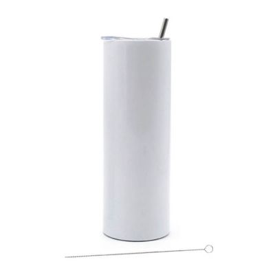 CALCA 10pcs 30oz Sublimation Blank Skinny Tumbler Stainless Steel Insulated Water Bottle Double Wall Vacuum Travel Cup With Sealed Lid and Straw (White)