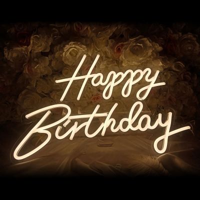 CALCA Happy Birthday Neon Sign for Any Age, Size- 16.5 X 8.3 inches+23 X 8 inches