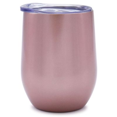 CALCA 6PCS 12oz Rose Gold Stainless Steel Red Wine Tumbler Mugs with Sublimation Coating and Direct Drinking Lid
