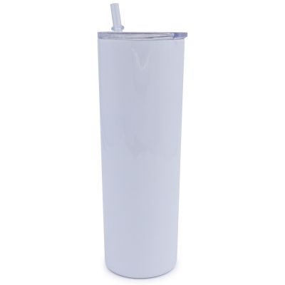 US Stock-CALCA 10pcs White 20oz Blank Skinny Tumblers Stainless Steel Insulated Double Wall Vacuum Travel Cup with Slider Lid