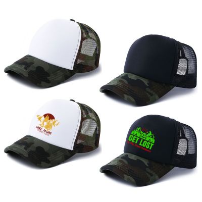 US Stock-CALCA 10 Pack Sublimation Camouflage Mesh Baseball Cap Blanks, Breathable Adjustable Solid Trucker Outdoor Cap
