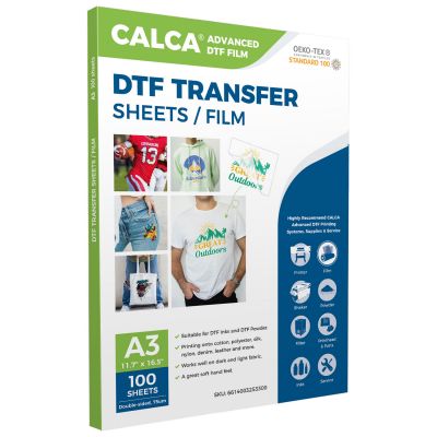 UK Stock CALCA A3 - 11.7" x 16.5" DTF Transfer Film - Double Sided, Hot Peel- 100 Sheets/pack