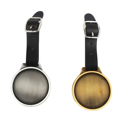 Blank Metal Golf Bag Tags Aluminum Luggage With Leather Straps Round 100pcs 175