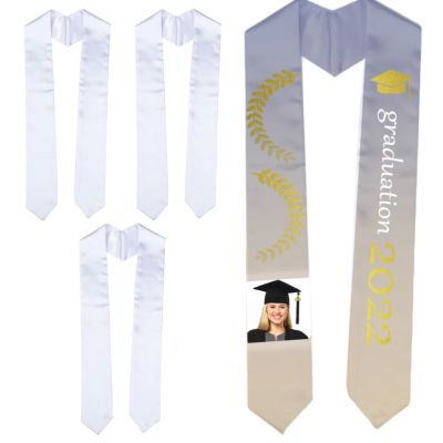 US Stock, CALCA 10 Pieces 60 Inches White Sublimation Blanks Unisex Plain Graduation Stole, Satin Sash Graduation Honor Stole Scarf