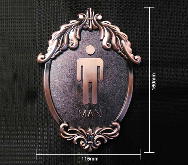 Antique-Style Male, Toilet, Restroom Signs