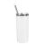 CALCA 24pcs 15oz Sublimation White Skinny Tumbler Blanks, Double Layer 304 Stainless Steel Insulated Water Bottle With Sealed Lid Brush and Straw