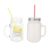 US Stock, CALCA 48 Packs 12oz Sublimation Clear Glass Mason Jar Cup with Handle, Metal Lids & Plastic Straws